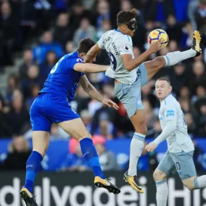 Leicester City vs Everton: Intense Battle Between Dominic Calvert-Lewin and Harry Maguire at King Power Stadium Leicester City vs Everton: Intense Battle Between Dominic Calvert-Lewin and Harry Maguire at King Power Stadium