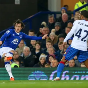 Leighton Baines in Action: Everton vs Crystal Palace, Premier League at Goodison Park