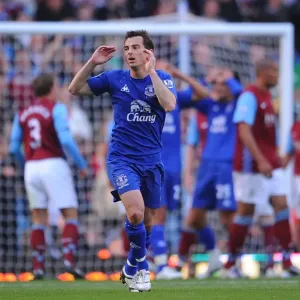 Leighton Baines Disappointed Reaction to Missed Goal Opportunity: Aston Villa vs. Everton (2010, Barclays Premier League) Leighton Baines Disappointed Reaction to Missed Goal Opportunity: Aston Villa vs. Everton (2010, Barclays Premier League)