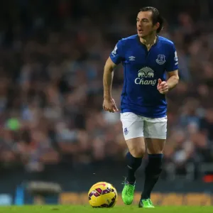 Leighton Baines at Etihad Stadium: Manchester City vs. Everton - Barclays Premier League