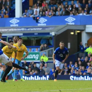 Leighton Baines Scores Everton's Second Goal Against Crystal Palace at Goodison Park