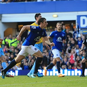 Leighton Baines Scores Everton's Second Goal vs. Crystal Palace at Goodison Park