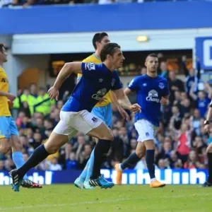 Leighton Baines Scores Everton's Second Goal vs. Crystal Palace at Goodison Park