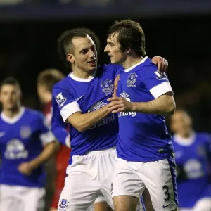 Leighton Baines Scores Penalty, Celebrates with Leon Osman: Everton's 2-1 Win over West Bromwich Albion (30-01-2013) Leighton Baines Scores Penalty, Celebrates with Leon Osman: Everton's 2-1 Win over West Bromwich Albion (30-01-2013)