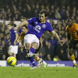 Leighton Baines Scores Penalty: Everton's Second Goal vs. Wolverhampton Wanderers (BPL, 19 November 2011, Goodison Park) Leighton Baines Scores Penalty: Everton's Second Goal vs. Wolverhampton Wanderers (BPL, 19 November 2011, Goodison Park)