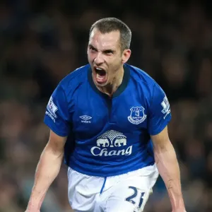 Leon Osman's Celebratory Goal: Everton's Second Strike vs. West Ham United at Goodison Park