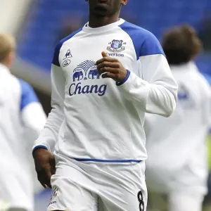 Print of Louis Saha Warming Up at Goodison Park