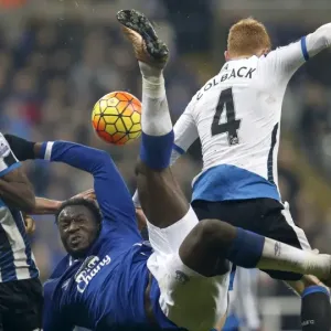 Print of Lukaku's overhead kick attempt at St James Park