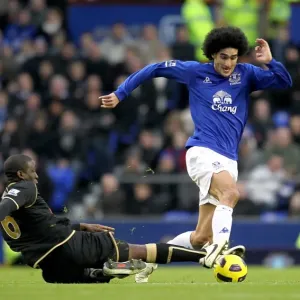 Marouane Fellaini's Slick Moves: Outmaneuvering Hendry Thomas at Goodison Park, Everton vs. Wigan Athletic (Barclays Premier League, 11 December 2010)