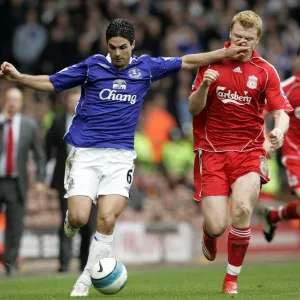 Mikel Arteta vs. John Arne Riise: Intense Rivalry on the Field - Liverpool vs. Everton, Barclays Premier League, Anfield, 30/03/08