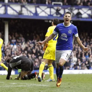 Mirallas Triple Print: Everton vs. Reading 2013 Goal Celebration Photo Mirallas Triple Print: Everton vs. Reading 2013 Goal Celebration Photo