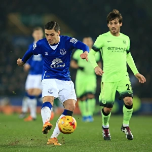 Muhamed Besic vs David Silva: Everton vs Manchester City - Capital One Cup Semi-Final - First Leg at Goodison Park