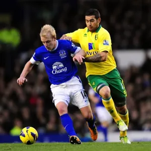 Naismith vs Johnson: A Battle for Ball Supremacy in the Everton vs Norwich Premier League Draw at Goodison Park Naismith vs Johnson: A Battle for Ball Supremacy in the Everton vs Norwich Premier League Draw at Goodison Park