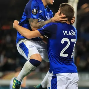 Nikola Vlasic's Double: Everton Celebrates Second Goal vs Apollon Limassol in UEFA Europa League Group E