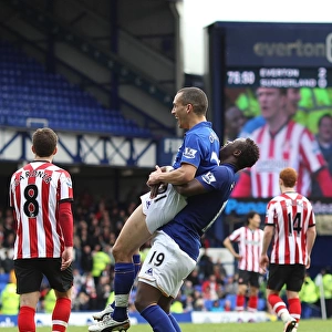 Osman and Gueye: Celebrating Everton's Third Goal Against Sunderland (09.04.2012, Goodison Park)
