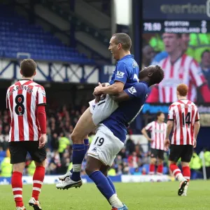 Osman and Gueye: Celebrating Everton's Third Goal Against Sunderland (09.04.2012, Goodison Park) Osman and Gueye: Celebrating Everton's Third Goal Against Sunderland (09.04.2012, Goodison Park)