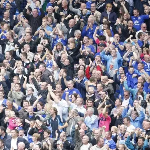 Passionate Everton FC Fans at Goodison Park: Everton vs Manchester United, Barclays Premier League Passionate Everton FC Fans at Goodison Park: Everton vs Manchester United, Barclays Premier League