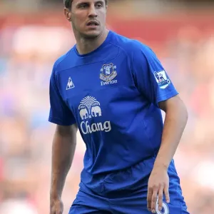 Phil Jagielka in Action at Aston Villa's Villa Park during the 2010 Premier League Match Phil Jagielka in Action at Aston Villa's Villa Park during the 2010 Premier League Match