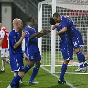 Phil Jagielka and Joleon Lescott: Everton's Unstoppable Duo Celebrate Second Goal Against AZ Alkmaar in UEFA Cup, 2007
