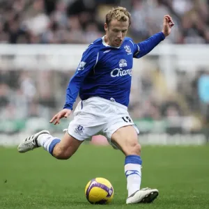 Phil Neville of Everton Faces Off Against Newcastle United in Barclays Premier League Action, 2009 Phil Neville of Everton Faces Off Against Newcastle United in Barclays Premier League Action, 2009
