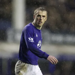 Phil Neville at Goodison Park: Everton's Battle Against Blackpool (5 February 2011), Barclays Premier League Phil Neville at Goodison Park: Everton's Battle Against Blackpool (5 February 2011), Barclays Premier League