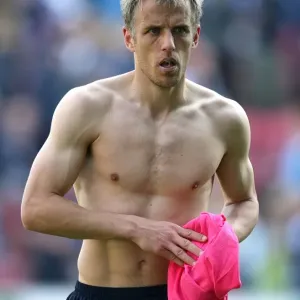 Phil Neville Leads Everton Print at DW Stadium Phil Neville Leads Everton Print at DW Stadium