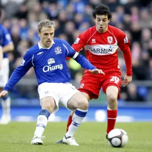 Phil Neville vs Julio Arca: Everton vs Middlesbrough FA Cup Quarterfinal Showdown, 08/09 Phil Neville vs Julio Arca: Everton vs Middlesbrough FA Cup Quarterfinal Showdown, 08/09