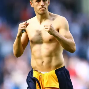 Phil Neville's Relief: Everton's Hard-Fought Premier League Victory over Blackburn Rovers (2011) Phil Neville's Relief: Everton's Hard-Fought Premier League Victory over Blackburn Rovers (2011)