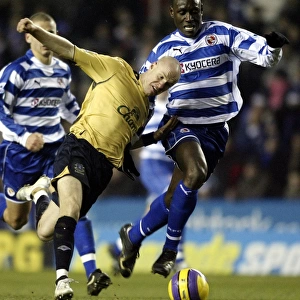 Reading v Everton Andy Johnson of Everton in action with Ibrahima Sonko of Reading