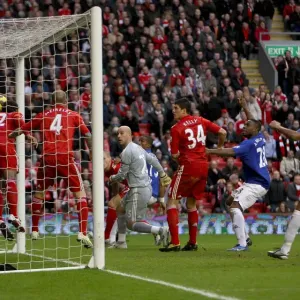 Reina's Disappointment: Distin Scores the Dramatic Equalizer for Everton in Liverpool Rivalry (16 January 2011) Reina's Disappointment: Distin Scores the Dramatic Equalizer for Everton in Liverpool Rivalry (16 January 2011)