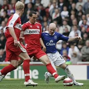The Riverside Stadium - Andrew Johnson of Everton in action against Emanuel Pogatetz of Middlesbrough