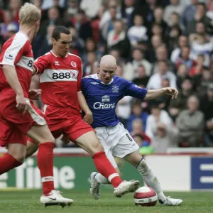 The Riverside Stadium - Andrew Johnson of Everton in action against Emanuel Pogatetz of Middlesbrough