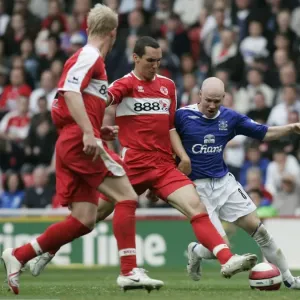 The Riverside Stadium - Andrew Johnson of Everton in action against Emanuel Pogatetz of Middlesbrough The Riverside Stadium - Andrew Johnson of Everton in action against Emanuel Pogatetz of Middlesbrough