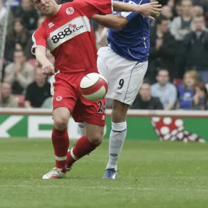 The Riverside Stadium - James Beattie of Everton in action with Andrew Davies of Middlesbrough