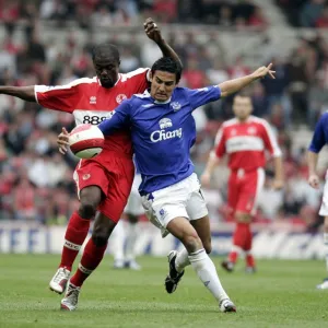 The Riverside Stadium - Middlesbroughs George Boateng and Evertons Tim Cahill in action