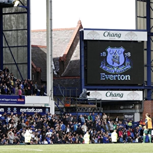 Roaring Big Screen: Electric Atmosphere at Goodison Park, Everton Football Club