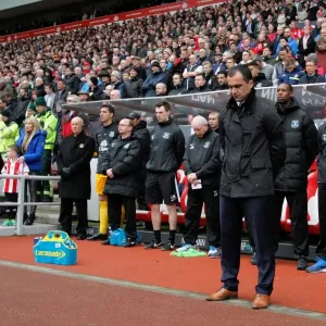 Roberto Martinez and Everton Team Observe Minutes Silence at Stadium of Light (Sunderland vs. Everton, Barclays Premier League, 12-04-2014)