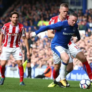 Rooney vs Shawcross and Allen: Intense Battle at Goodison Park - Everton vs Stoke City, Premier League 2017-18