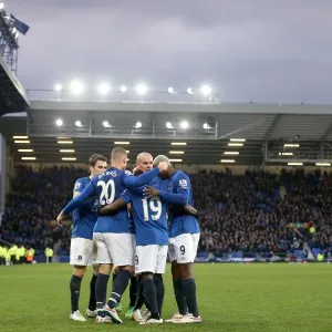 Print of Ross Barkley celebrating a goal at Goodison Park