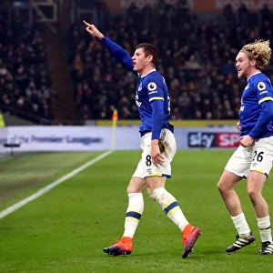 Ross Barkley and Tom Davies Celebrate Everton's Second Goal vs Hull City (Premier League)
