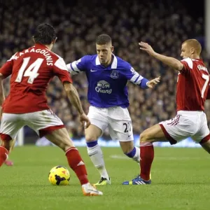 Ross Barkley's Determined Clash with Fulham Defenders in Everton's 4-1 Premier League Triumph at Goodison Park (Dec 14, 2013) Ross Barkley's Determined Clash with Fulham Defenders in Everton's 4-1 Premier League Triumph at Goodison Park (Dec 14, 2013)
