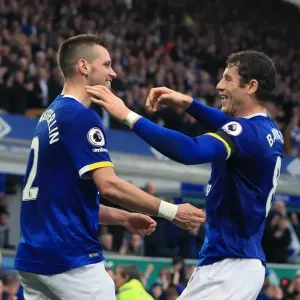 Print of Schneiderlin and Barkley Celebrating Everton's Second Goal Print of Schneiderlin and Barkley Celebrating Everton's Second Goal