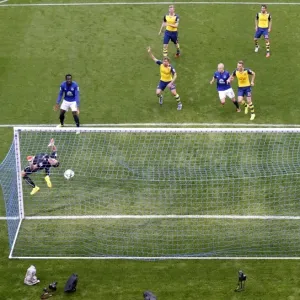 Seamus Coleman Scores the Opener: Everton vs. Arsenal at Goodison Park, Premier League 2014