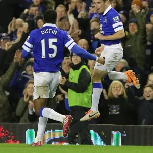 Seamus Coleman and Sylvain Distin: Everton's Unstoppable Duo Celebrate Second Goal Against Fulham (14-12-2013, Goodison Park) Seamus Coleman and Sylvain Distin: Everton's Unstoppable Duo Celebrate Second Goal Against Fulham (14-12-2013, Goodison Park)