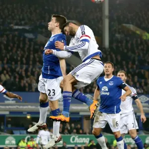 Seamus Coleman vs Diego Costa: Aerial Battle in the Emirates FA Cup Quarterfinal at Goodison Park (Everton vs Chelsea) Seamus Coleman vs Diego Costa: Aerial Battle in the Emirates FA Cup Quarterfinal at Goodison Park (Everton vs Chelsea)