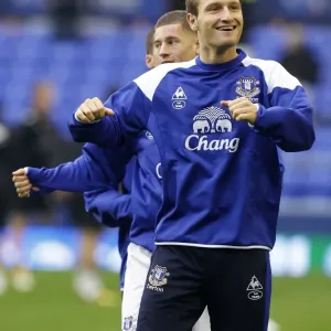 Shkodran Mustafi Leads Everton's Warm-Up Ahead of Premier League Showdown vs. Wolverhampton Wanderers (November 19, 2011, Goodison Park) Shkodran Mustafi Leads Everton's Warm-Up Ahead of Premier League Showdown vs. Wolverhampton Wanderers (November 19, 2011, Goodison Park)