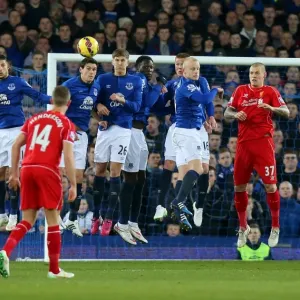 Steven Gerrard's Free Kick Showdown: Everton's Wall Braces at Goodison Park Steven Gerrard's Free Kick Showdown: Everton's Wall Braces at Goodison Park