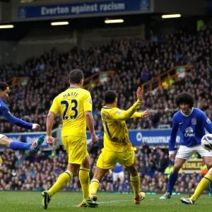 Print of Steven Pienaar Scoring Everton's Second Goal Print of Steven Pienaar Scoring Everton's Second Goal