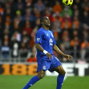 Sylvain Distin Faces Off: Everton vs. Blackpool, Barclays Premier League (November 6, 2010)