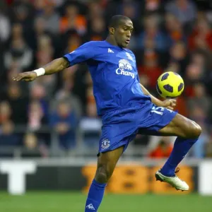 Sylvain Distin Faces Off in Everton's Barclays Premier League Clash Against Blackpool (November 6, 2010)